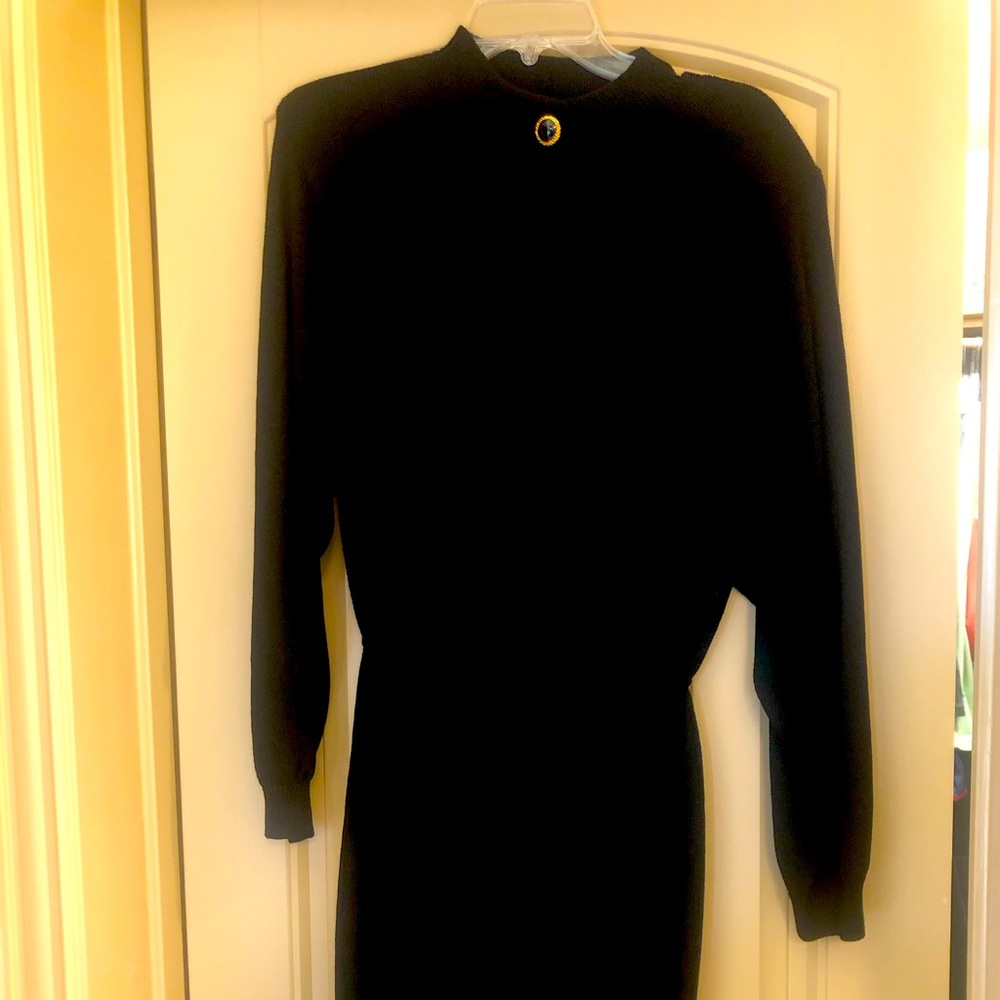 Vintage St John Black Knit Dress, Size 8